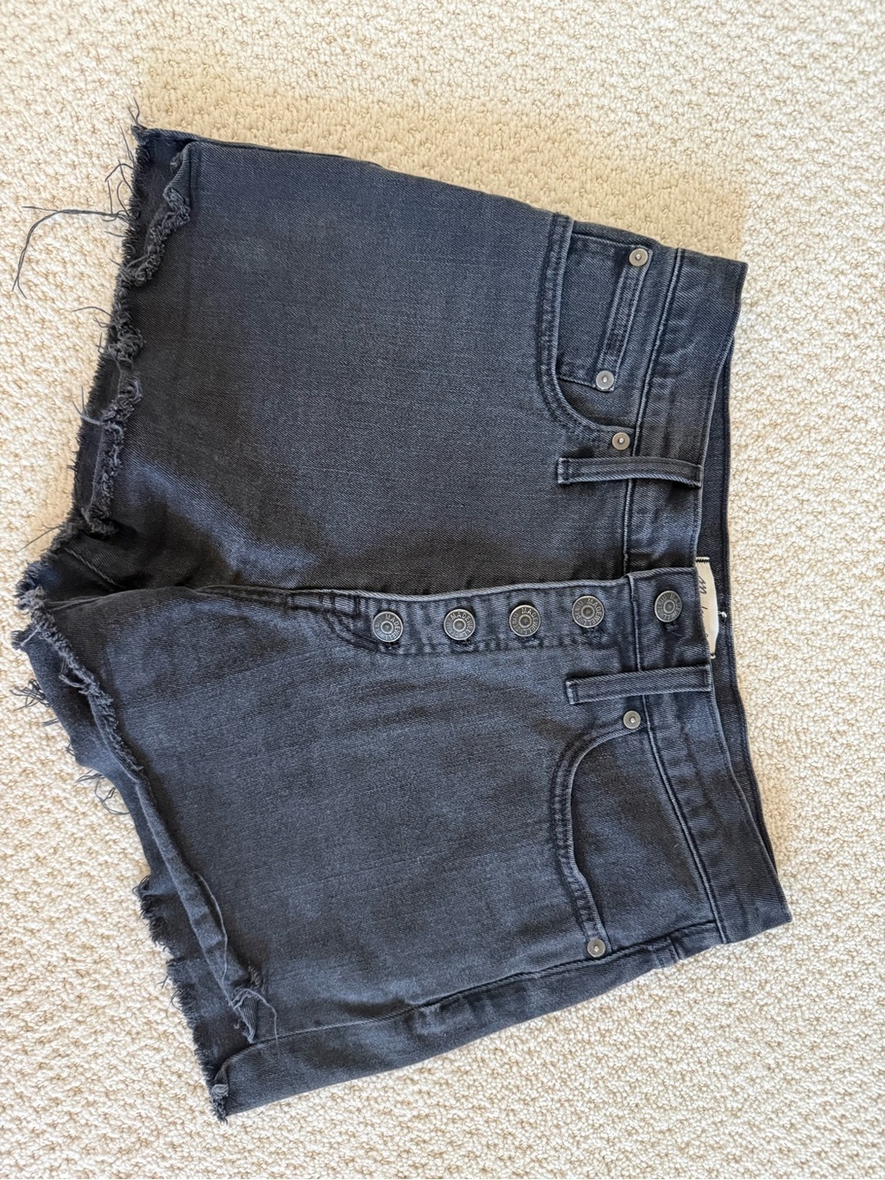 Madewell- Black Button-Front Denim Shorts 27 - Picture 6 of 8